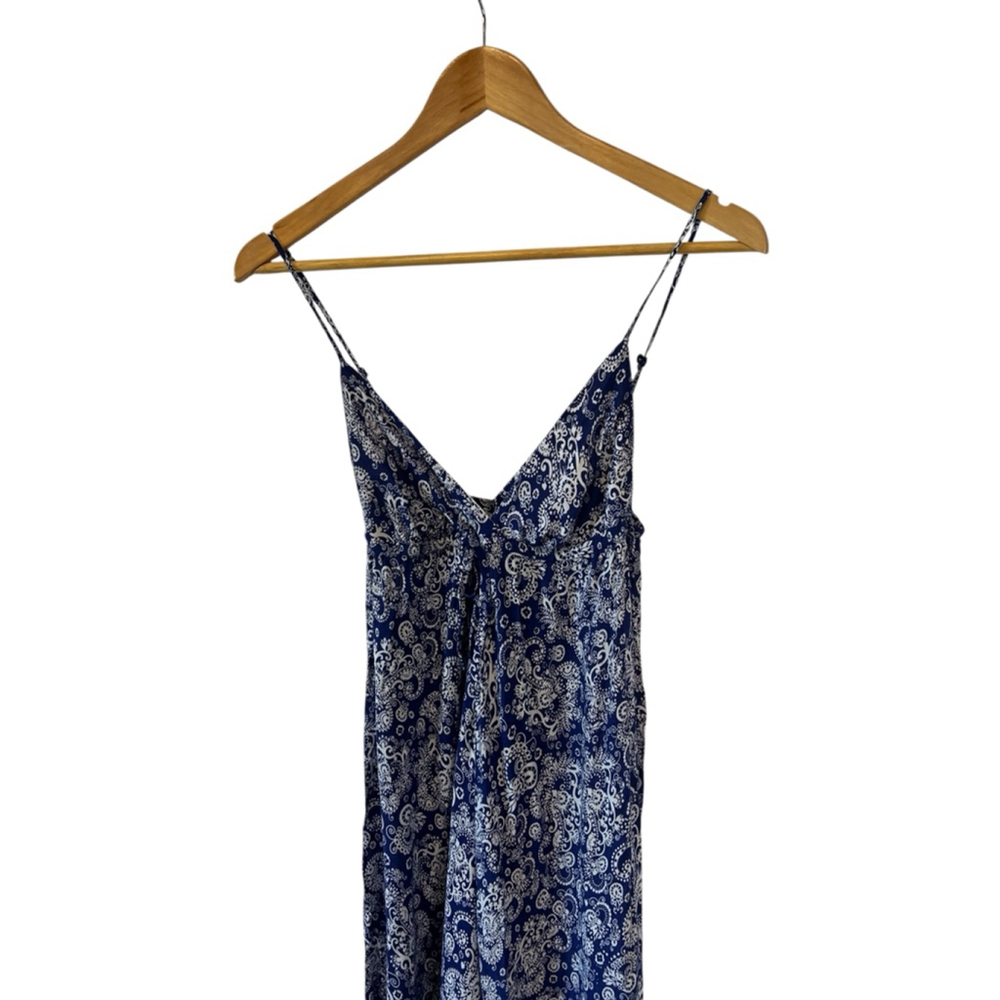 Club Monaco XS Blue Paisley Maxi Dress Spaghetti Strap Boho Resort Vacation - Picture 3 of 12